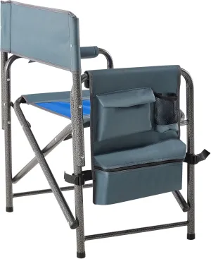 Donext 1PC Camping Chair, Portable Aluminum Directors Chair with Side Table Detachable Side Pocket for Outdoor Camping, Lawn, Picnic, Support 400lbs, Blue