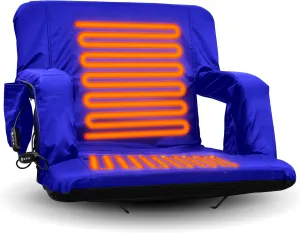 Double Heated Stadium Seats for Bleachers with Back Support and 2 Hooks –3 Level Heating-USB Heated Camping Chair - 4 Pockets-USB Power Bank NOT Included