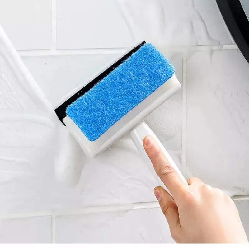 Double Sided Cleaning Brush, Squeegee Mirror Bathroom Wall Cleaning Brush, Removable Sponge Brush Head, 2-in-1 Double Sided Window Squeegee Sponge, Bathroom Window Glass Scraper, Wall Tile Cleaning Brush Wiper Cleaner