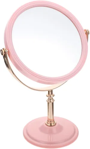 Double Sided Vanity Mirror - Portable Travel Makeup Mirror with Lights - Aluminum Frame, Pink