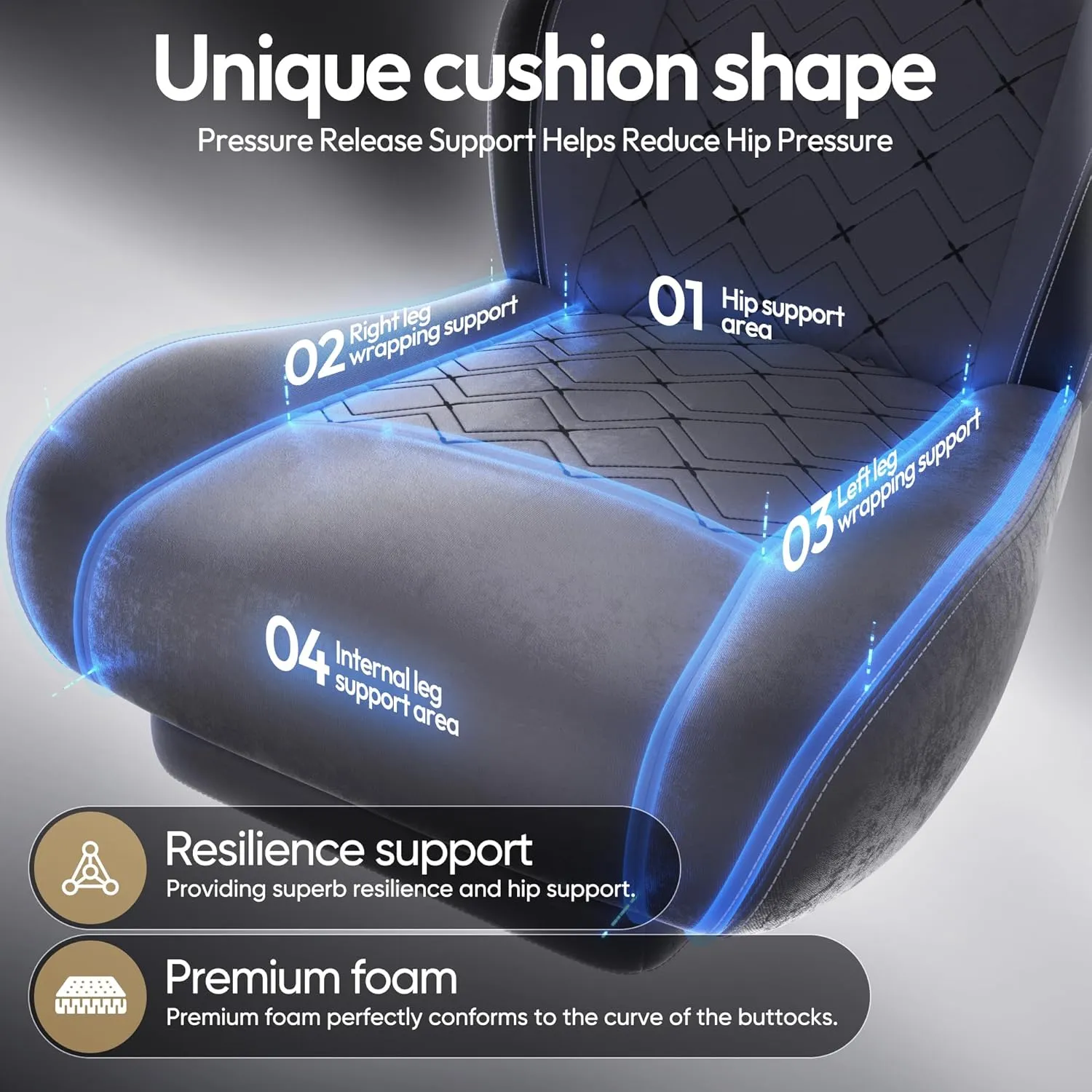 Dowinx Fabric Gaming Chair with Heated Massage Lumbar Support, Gamer Chairs for Adults, Big and Tall Game Chair with Pocket Spring Cushion and Footrest, Recliner High Back Chairs for Adult,Grey