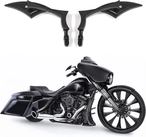 DREAMIZER Bright Black Motorcycle Universal Blade Rear View Side Mirrors Compatible for Harley Street Bike Scooter Chopper Cruiser Sportster Dyna Softail Dirt Bike