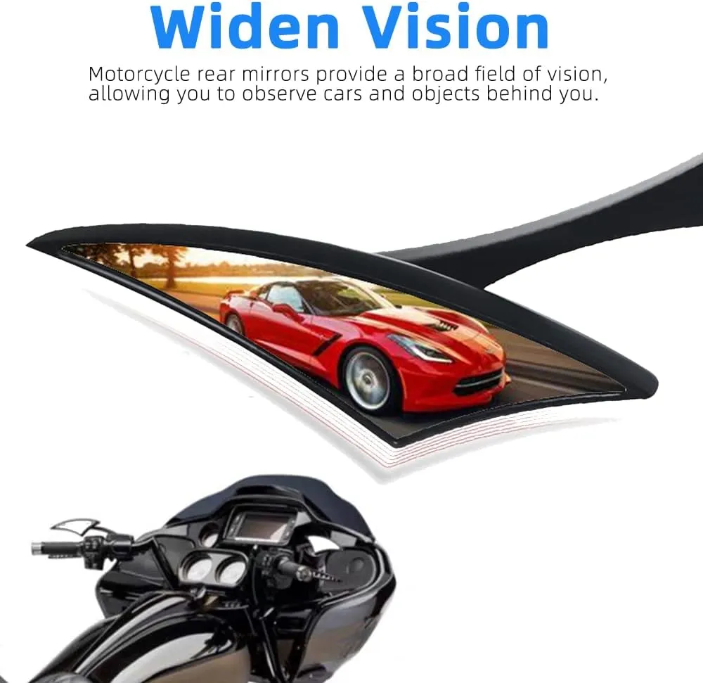 DREAMIZER Bright Black Motorcycle Universal Blade Rear View Side Mirrors Compatible for Harley Street Bike Scooter Chopper Cruiser Sportster Dyna Softail Dirt Bike