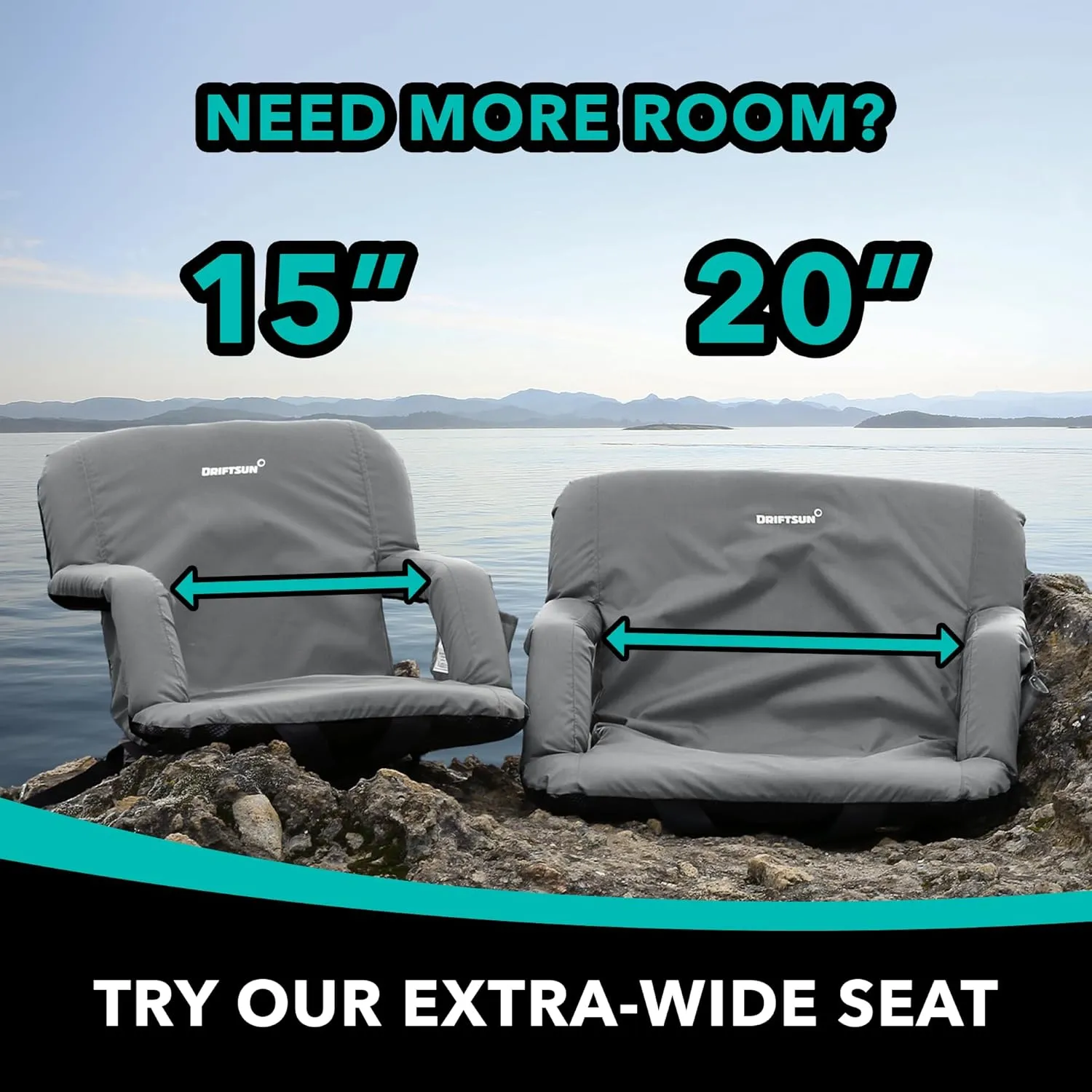 Driftsun Stadium Seats with Back Support, Deluxe Bleacher Chairs with Support Cushion, Padded Seats with Waterproof Chair
