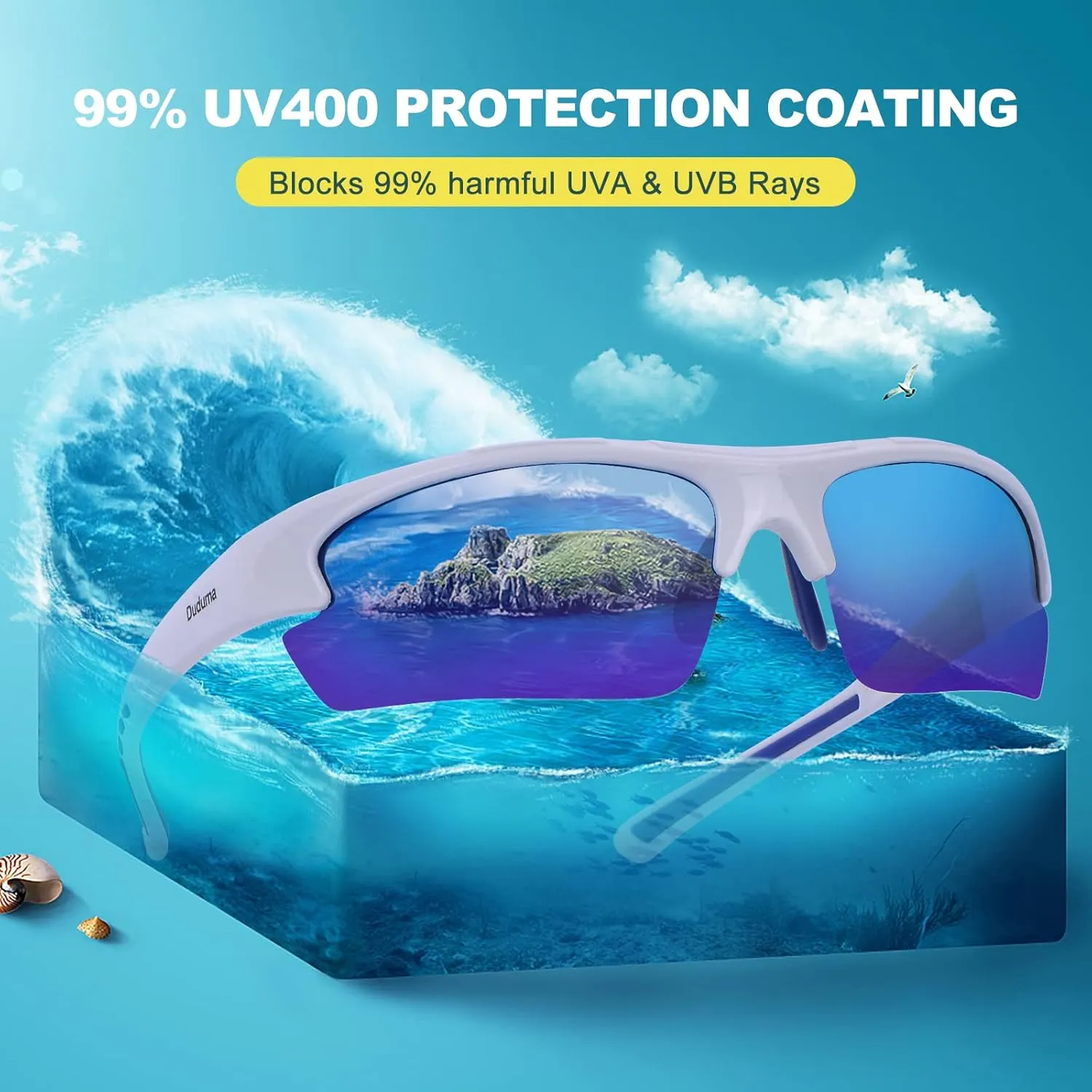 Duduma Polarized Sports Sunglasses for Men Fishing Cycling Running Golf Driving Sun glasses Glasses Tr62 Superlight Frame