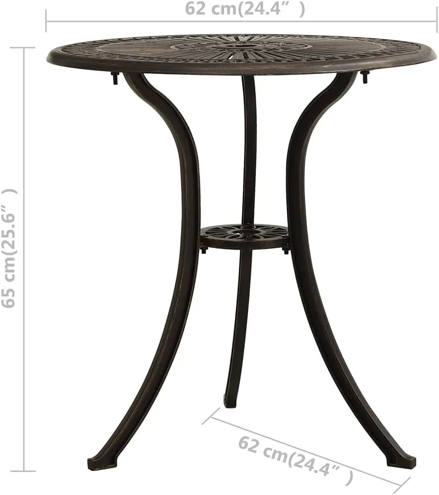 Durable Bronze Cast Aluminum Garden Table, Outdoor Furniture for Dining, Camping, Patio Side Tables, Coffee, Medium Foldable Table