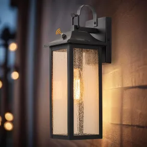 Dusk to Dawn Outdoor Wall Lantern, Matte Black Exterior Lighting Fixture with Weather Resistant, Sensor Outdoor Porch Light, Mordern Outside Light for House,Patio,Garage(E26 Base)