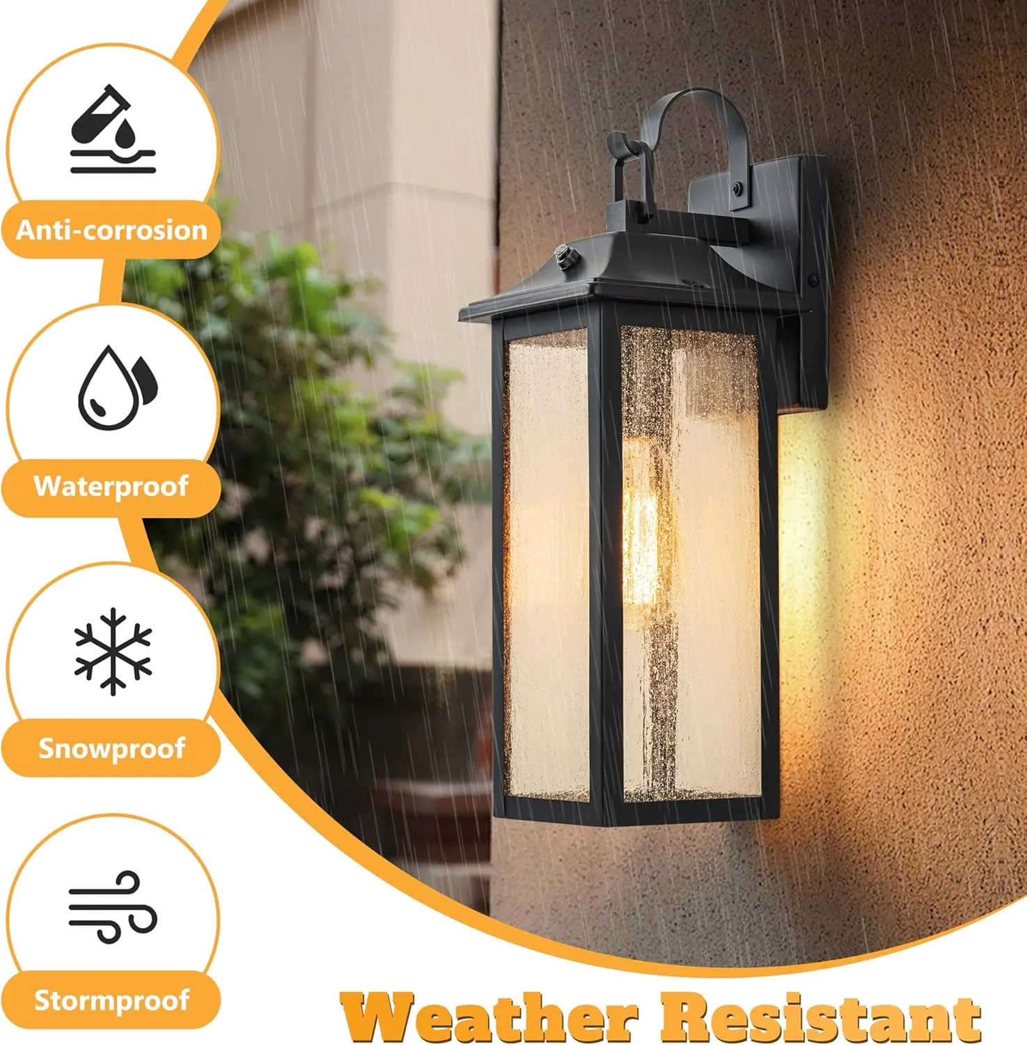Dusk to Dawn Outdoor Wall Lantern, Matte Black Exterior Lighting Fixture with Weather Resistant, Sensor Outdoor Porch Light, Mordern Outside Light for House,Patio,Garage(E26 Base)
