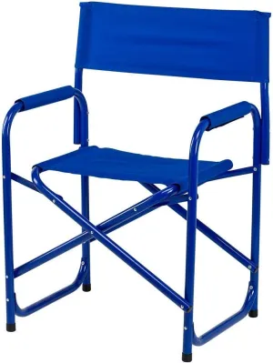 E-Z UP Standard Height Directors Chair, Seat 17.5” High, Padded Armrests and Storage Bag, Blue