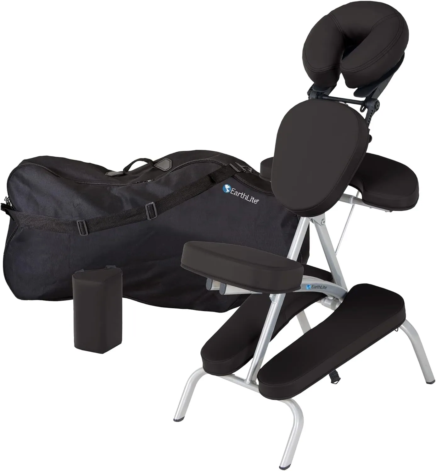 EARTHLITE Portable Massage Chair Package VORTEX - Portable, Compact, Strong and Lightweight incl. Carry Case, Sternum Pad & Strap (15lbs)