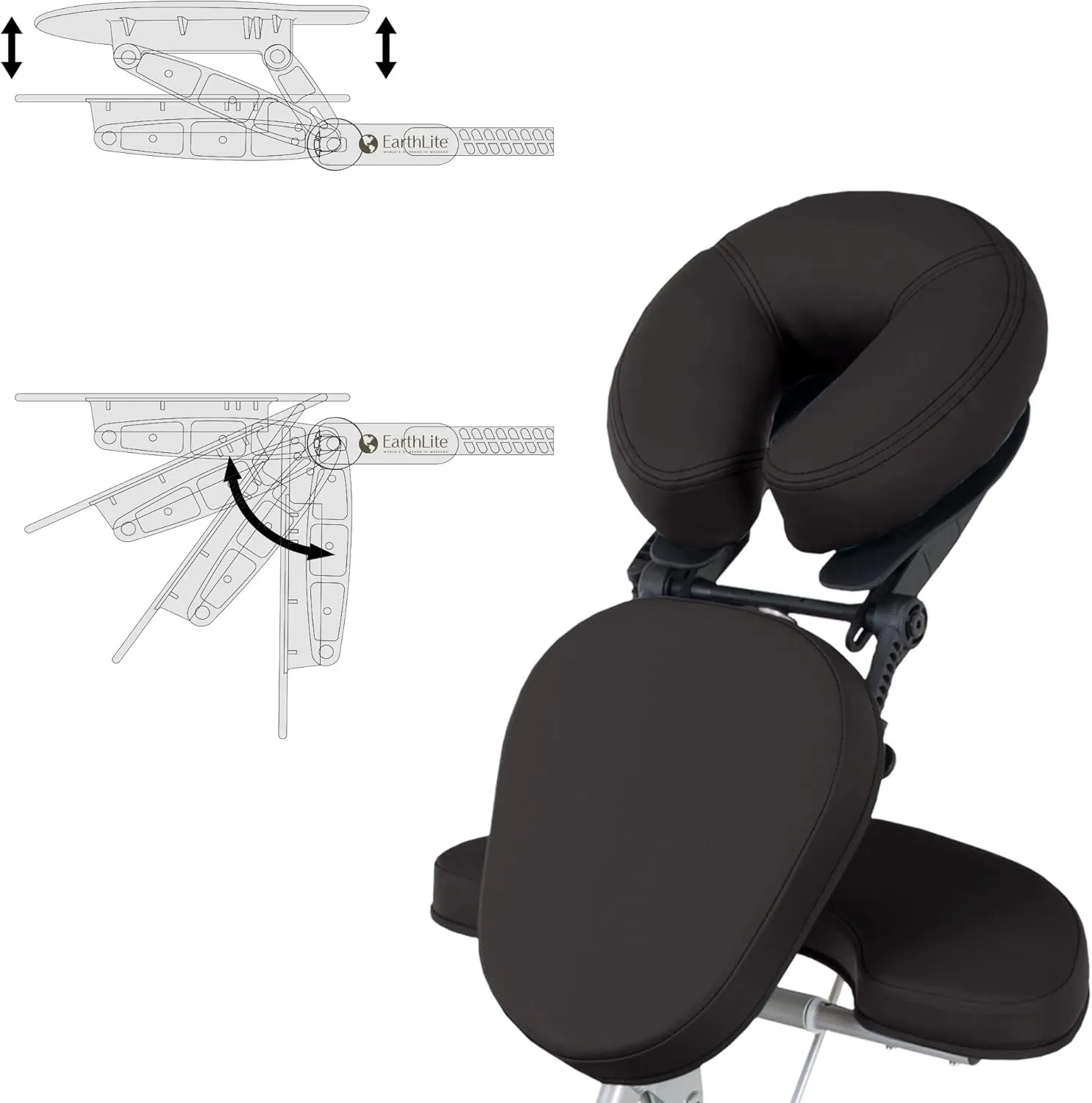 EARTHLITE Portable Massage Chair Package VORTEX - Portable, Compact, Strong and Lightweight incl. Carry Case, Sternum Pad & Strap (15lbs)