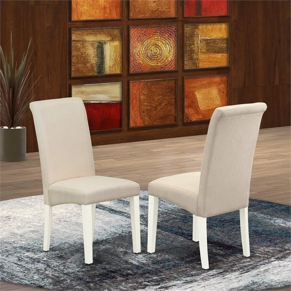 East West Furniture BAP2T01 Barry Parson Dining Room Chairs - Cream Linen Fabric Upholstered Chairs, Set of 2, Linen White