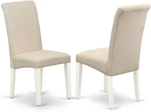 East West Furniture BAP2T01 Barry Parson Dining Room Chairs - Cream Linen Fabric Upholstered Chairs, Set of 2, Linen White