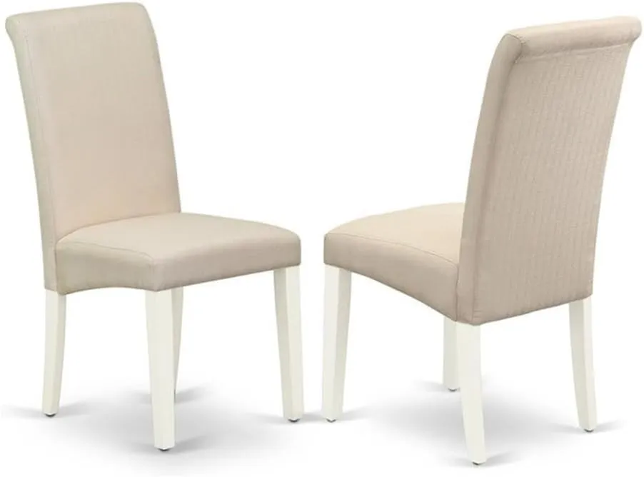 East West Furniture BAP2T01 Barry Parson Dining Room Chairs - Cream Linen Fabric Upholstered Chairs, Set of 2, Linen White