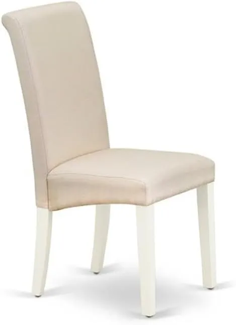 East West Furniture BAP2T01 Barry Parson Dining Room Chairs - Cream Linen Fabric Upholstered Chairs, Set of 2, Linen White