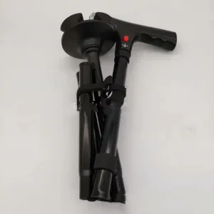 Elderly Alarm Crutches, Four-legged Folding Retractable Cane