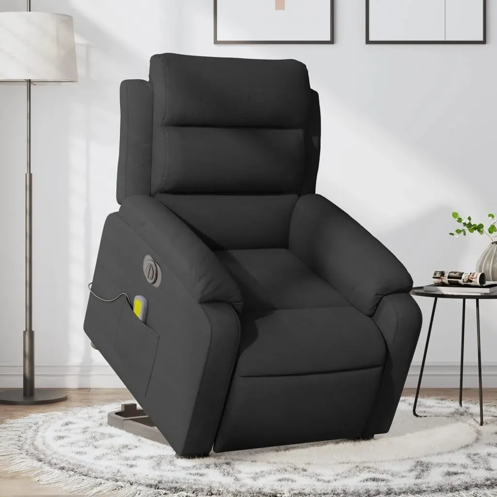 Electric Stand up Massage Recliner Chair Black FabricLounge Chair Comfy Chair Living Room Chair Suitable for Decks, Living Rooms, and patios.