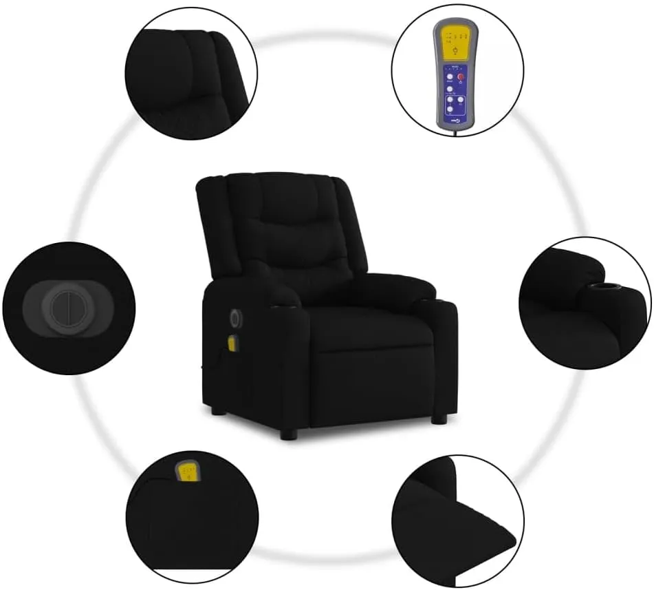 Electric Stand up Massage Recliner Chair Black FabricLounge Chair Comfy Chair Living Room Chair Suitable for Decks, Living Rooms, and patios.