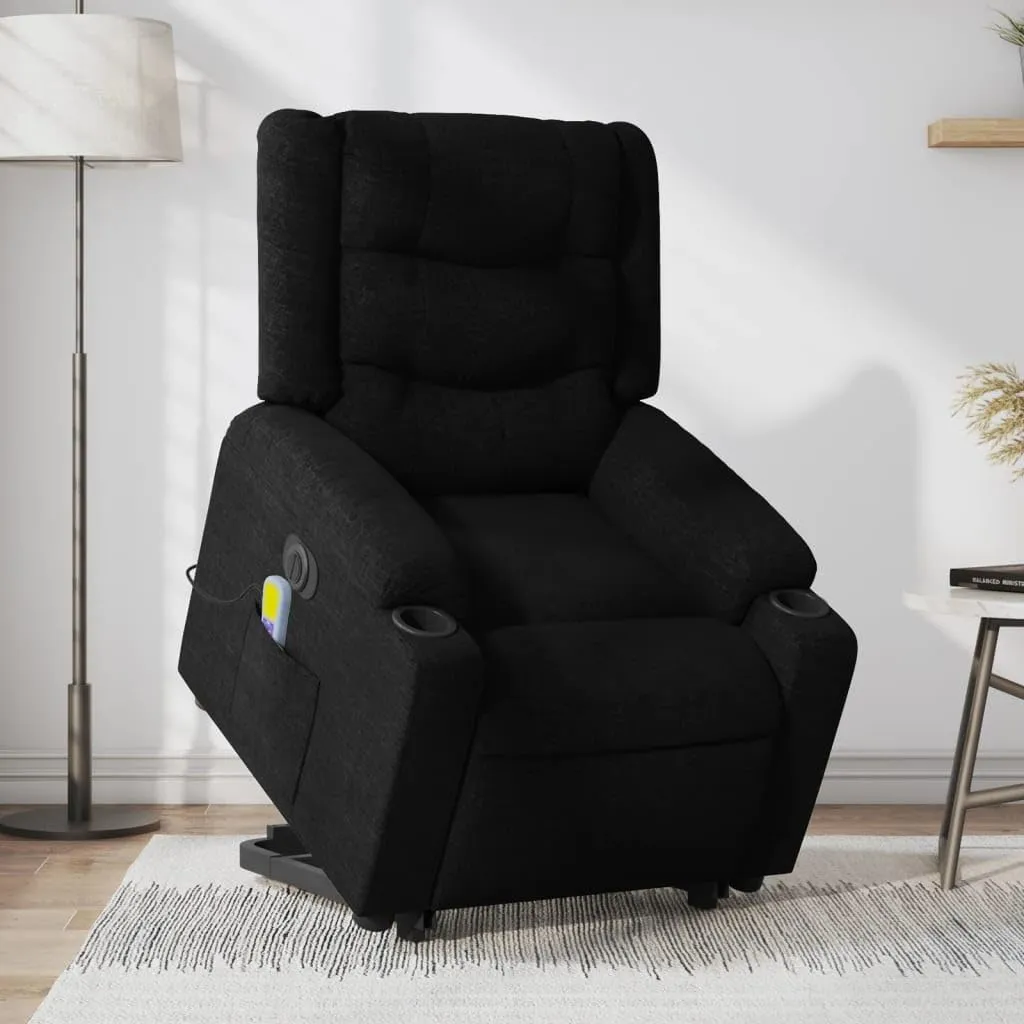 Electric Stand up Massage Recliner Chair Black FabricLounge Chair Comfy Chair Living Room Chair Suitable for Decks, Living Rooms, and patios.