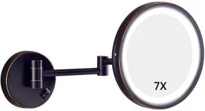 ELTOX Vanity Mirror,Makeup Mirror Vanity Mirror Wall-Mounted Shaving Mirror Led Lighted 7X Magnification 8.5-Inch Round Bathroom Extendable Cosmetic Mirror/a