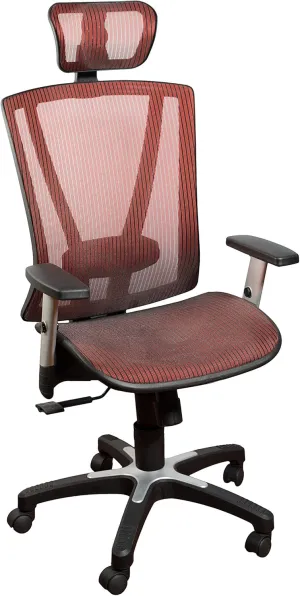 ErgoMax,MSH112RD Ergonomic Height Adjustable Home Office All Mesh Desk Chair, Lumbar Support & Back Relief Breathable Chair, 53 Inch Max, Red