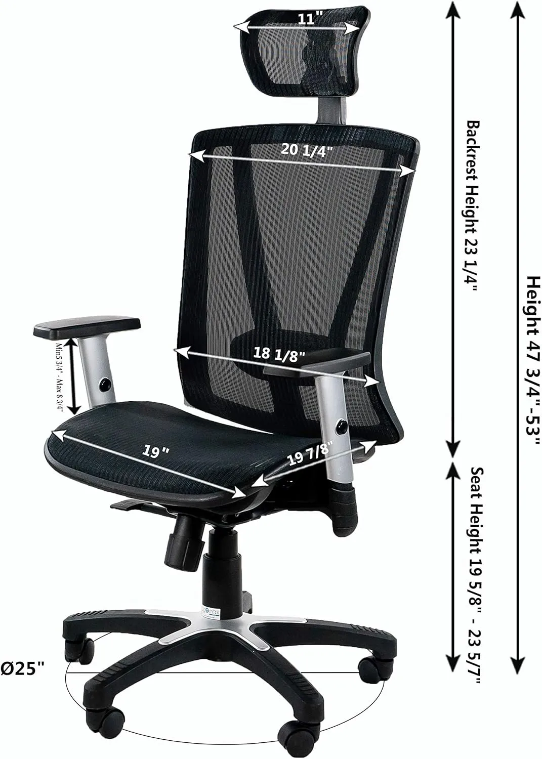 ErgoMax,MSH112RD Ergonomic Height Adjustable Home Office All Mesh Desk Chair, Lumbar Support & Back Relief Breathable Chair, 53 Inch Max, Red