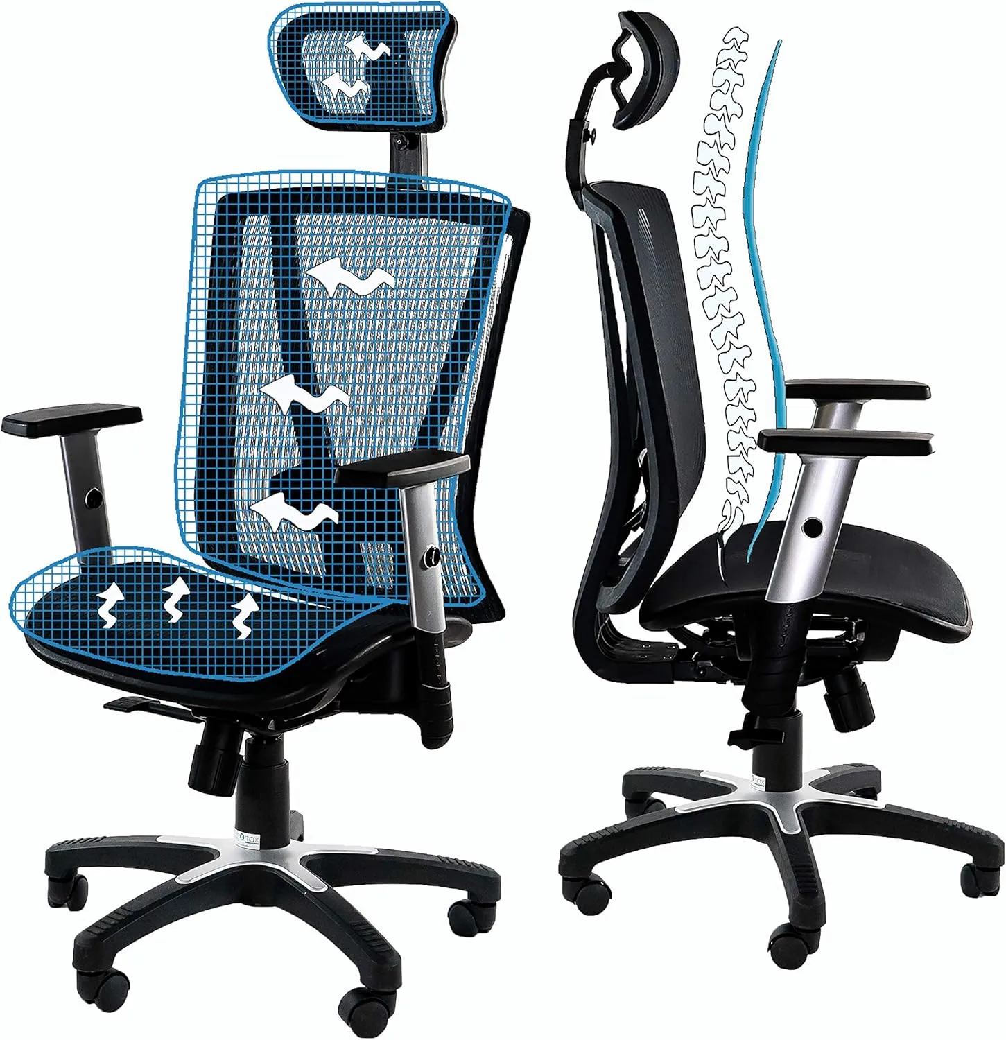 ErgoMax,MSH112RD Ergonomic Height Adjustable Home Office All Mesh Desk Chair, Lumbar Support & Back Relief Breathable Chair, 53 Inch Max, Red