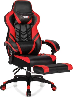 Ergonomic Gaming Chair, Reclining High Back Computer Chair with Lumbar Support, Headrest, Retractable Footrest for Adults Teens Red