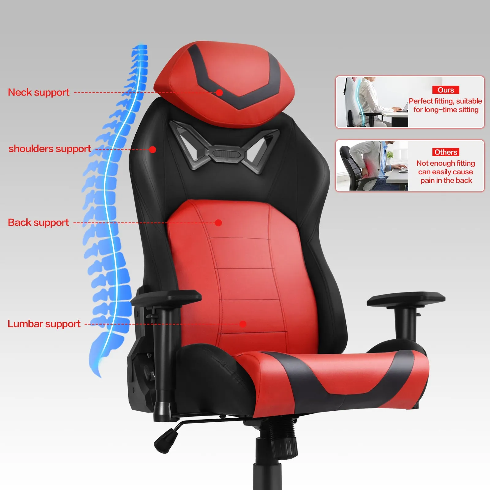 Ergonomic Gaming Chairs for Adults with High-Density Memory Foam | Swivel Comfortable Office Chair, Big and Tall Video Game Chair, High Back Computer Chair for Home, Office