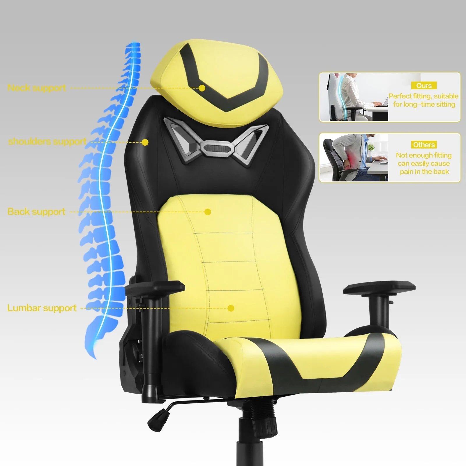 Ergonomic Gaming Chairs for Adults with High-Density Memory Foam | Swivel Comfortable Office Chair, Big and Tall Video Game Chair, High Back Computer Chair for Home, Office