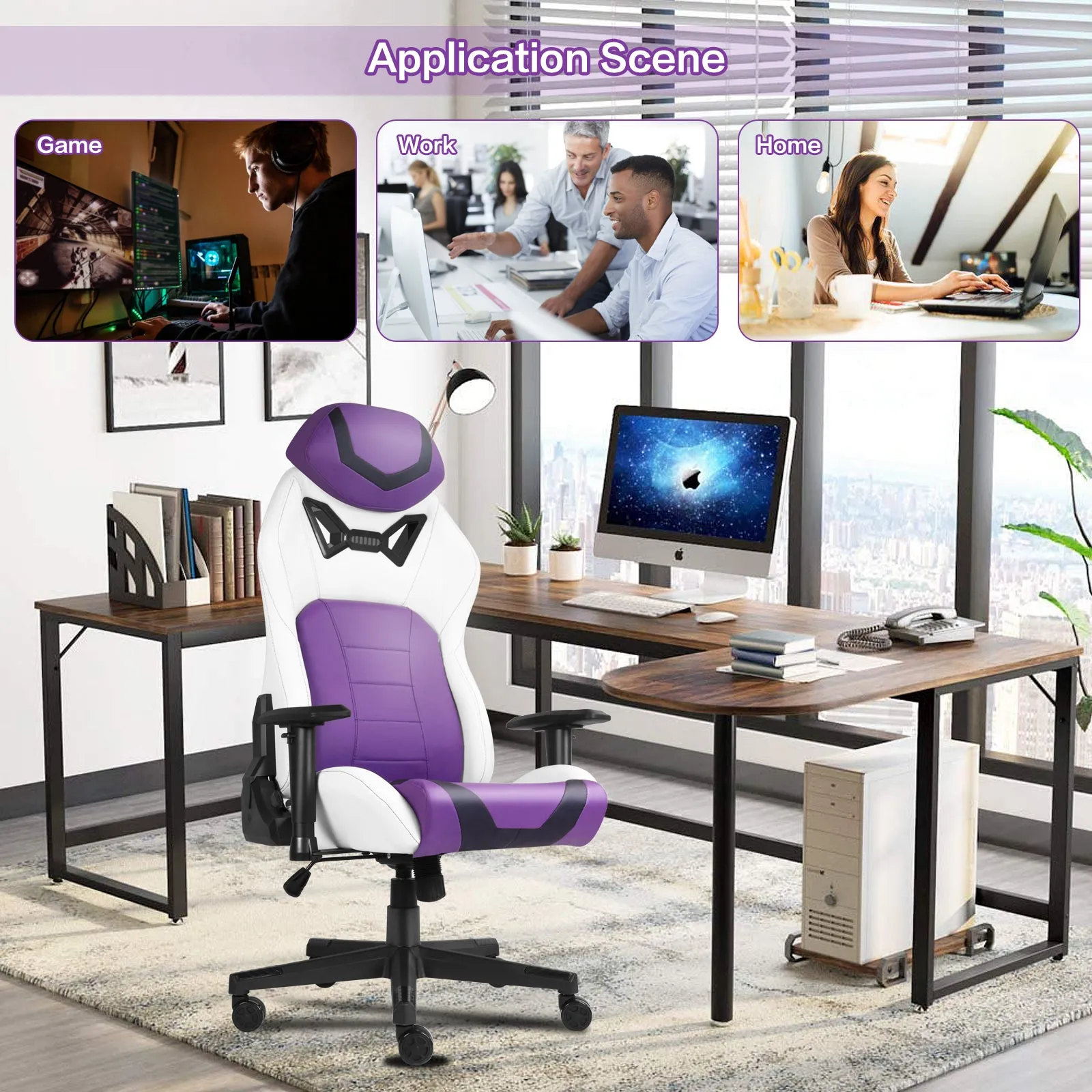Ergonomic Gaming Chairs for Adults with High-Density Memory Foam | Swivel Comfortable Office Chair, Big and Tall Video Game Chair, High Back Computer Chair for Home, Office