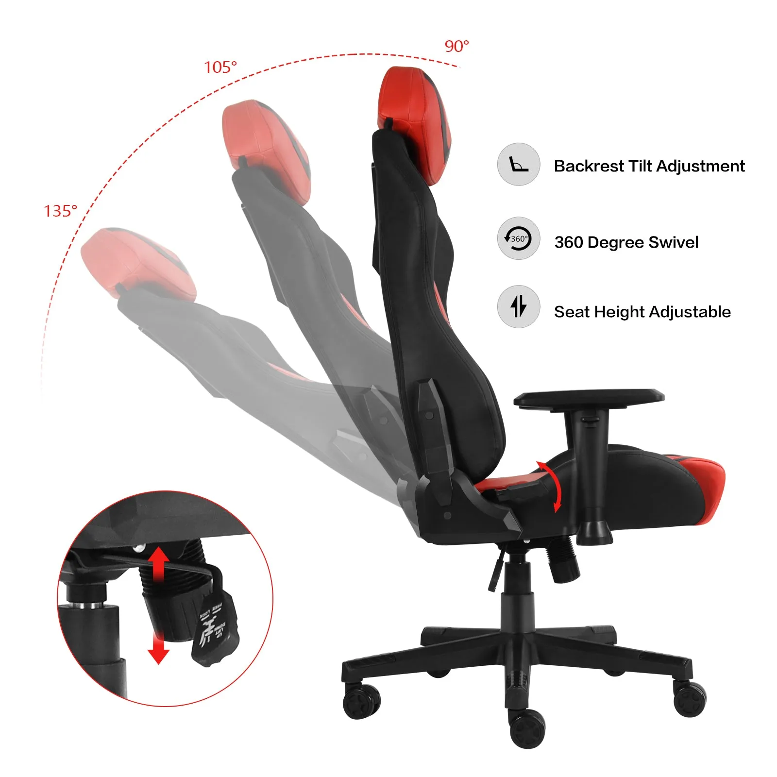Ergonomic Gaming Chairs for Adults with High-Density Memory Foam | Swivel Comfortable Office Chair, Big and Tall Video Game Chair, High Back Computer Chair for Home, Office