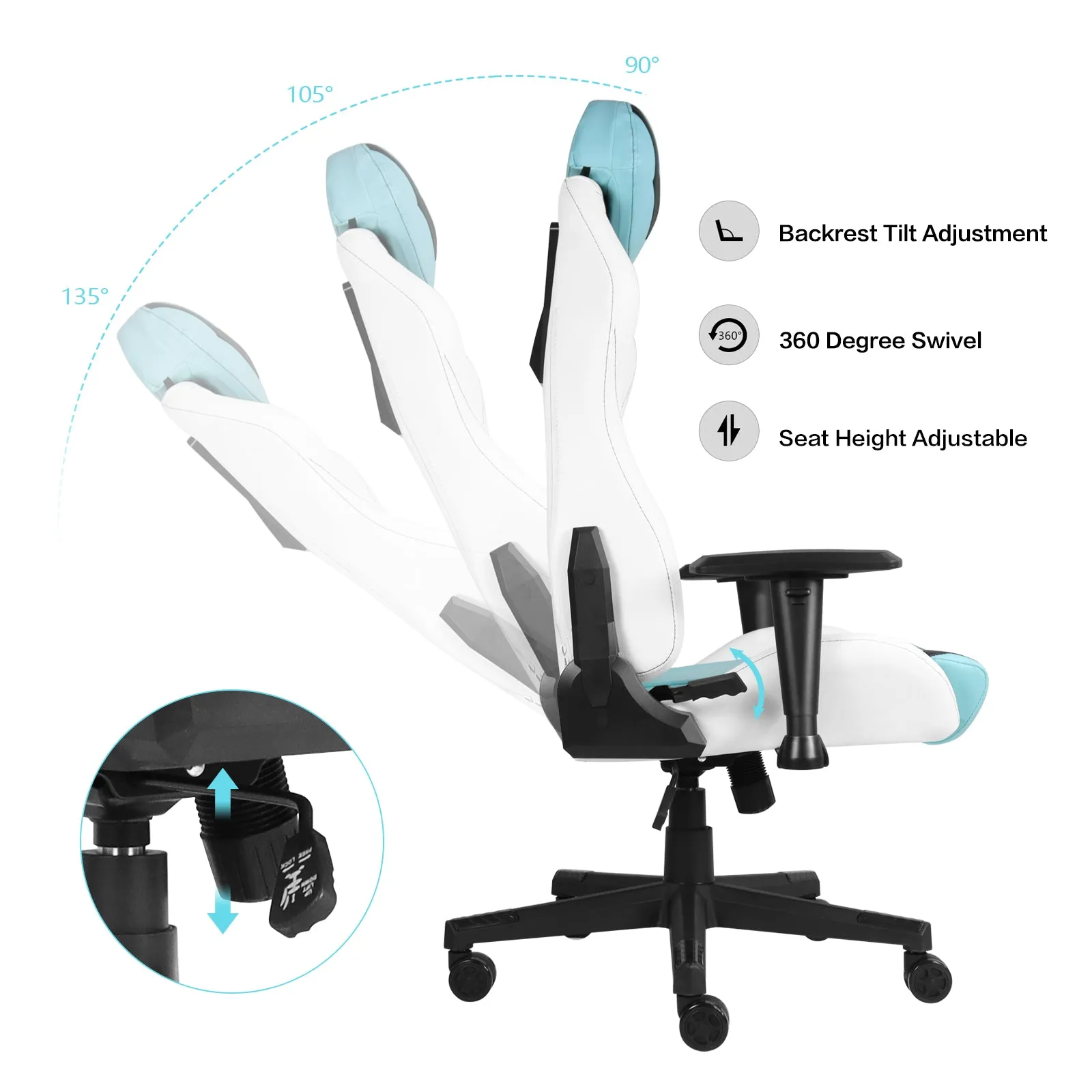 Ergonomic Gaming Chairs for Adults with High-Density Memory Foam | Swivel Comfortable Office Chair, Big and Tall Video Game Chair, High Back Computer Chair for Home, Office