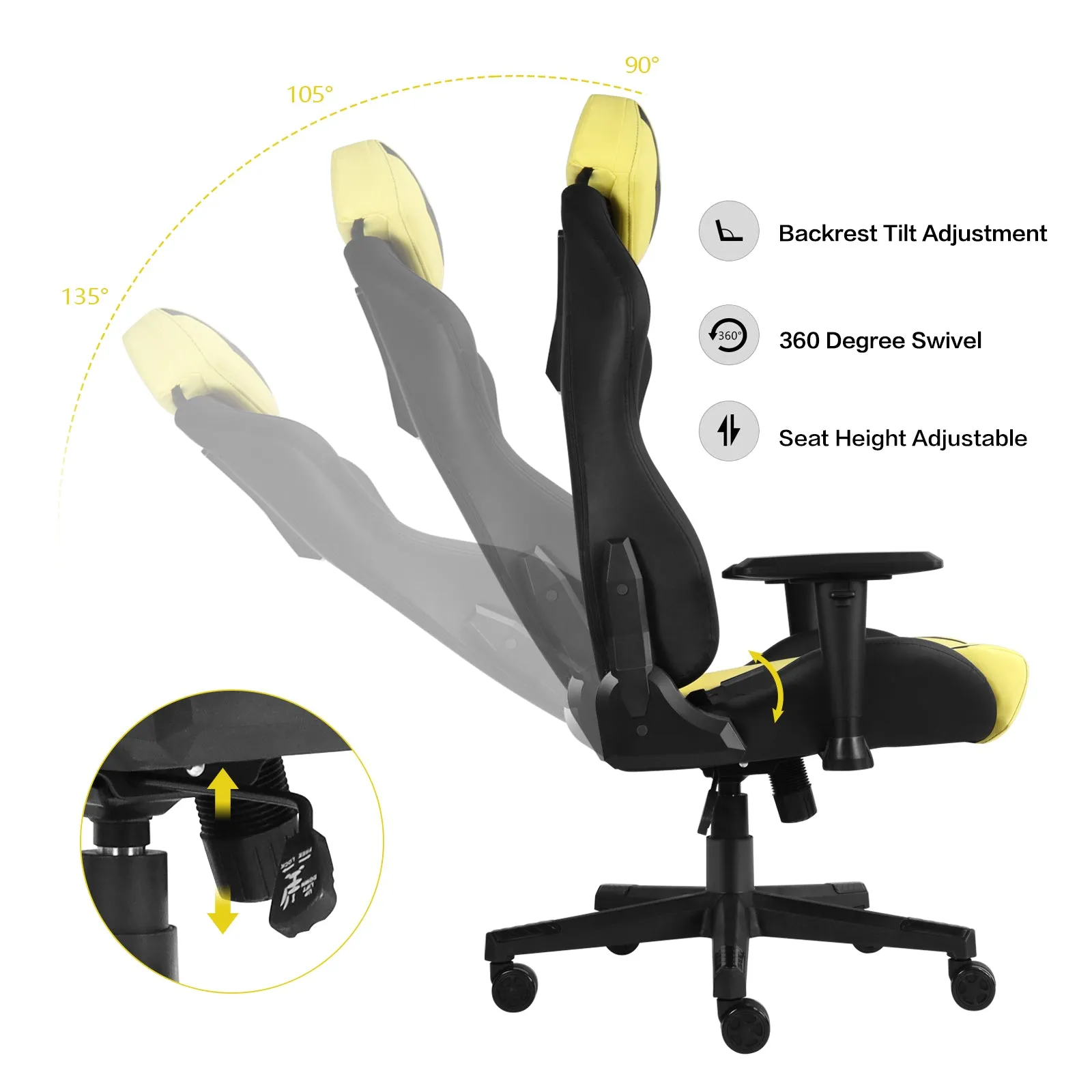 Ergonomic Gaming Chairs for Adults with High-Density Memory Foam | Swivel Comfortable Office Chair, Big and Tall Video Game Chair, High Back Computer Chair for Home, Office