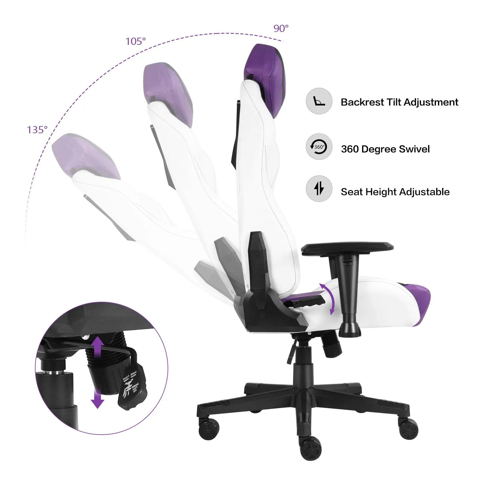 Ergonomic Gaming Chairs for Adults with High-Density Memory Foam | Swivel Comfortable Office Chair, Big and Tall Video Game Chair, High Back Computer Chair for Home, Office