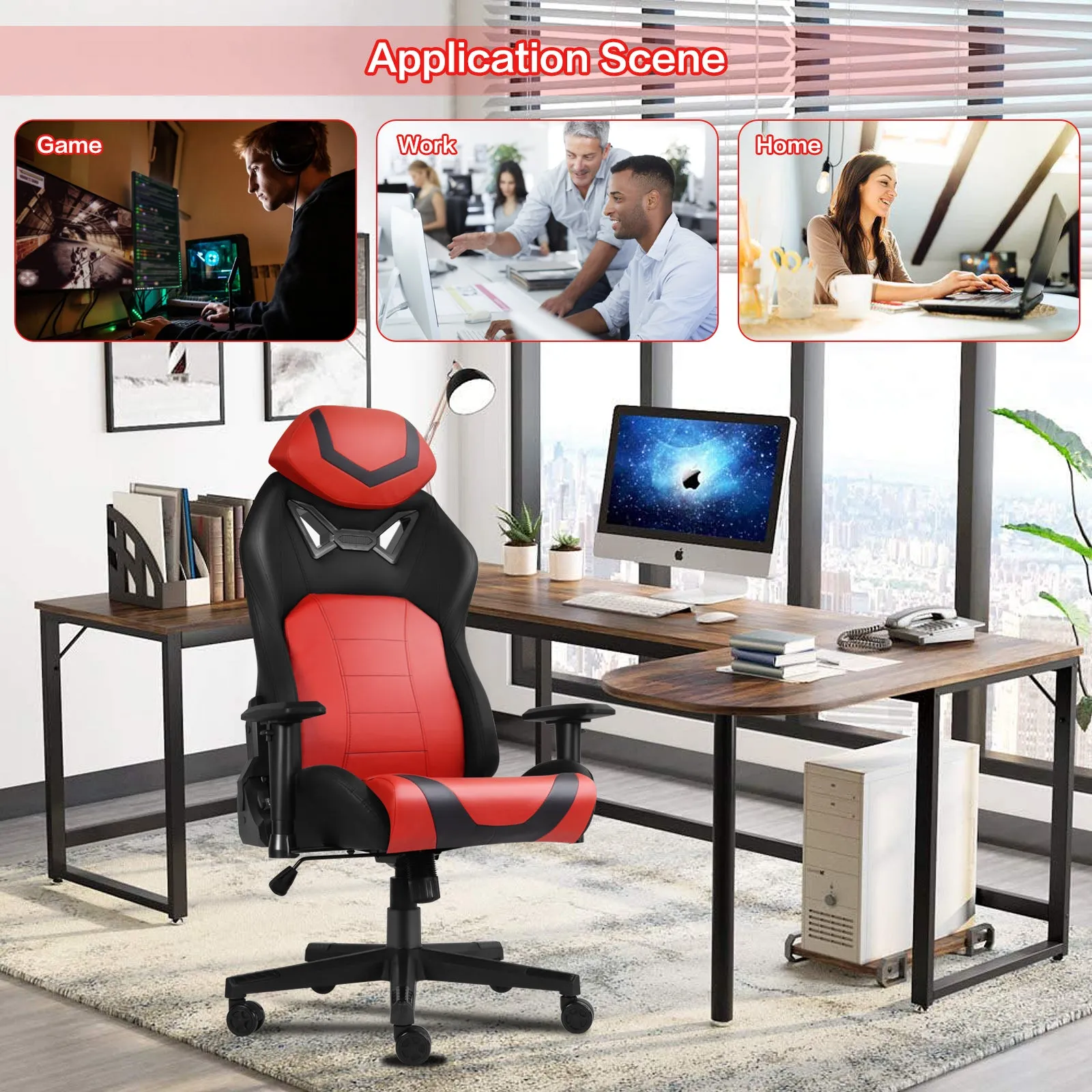 Ergonomic Gaming Chairs for Adults with High-Density Memory Foam | Swivel Comfortable Office Chair, Big and Tall Video Game Chair, High Back Computer Chair for Home, Office