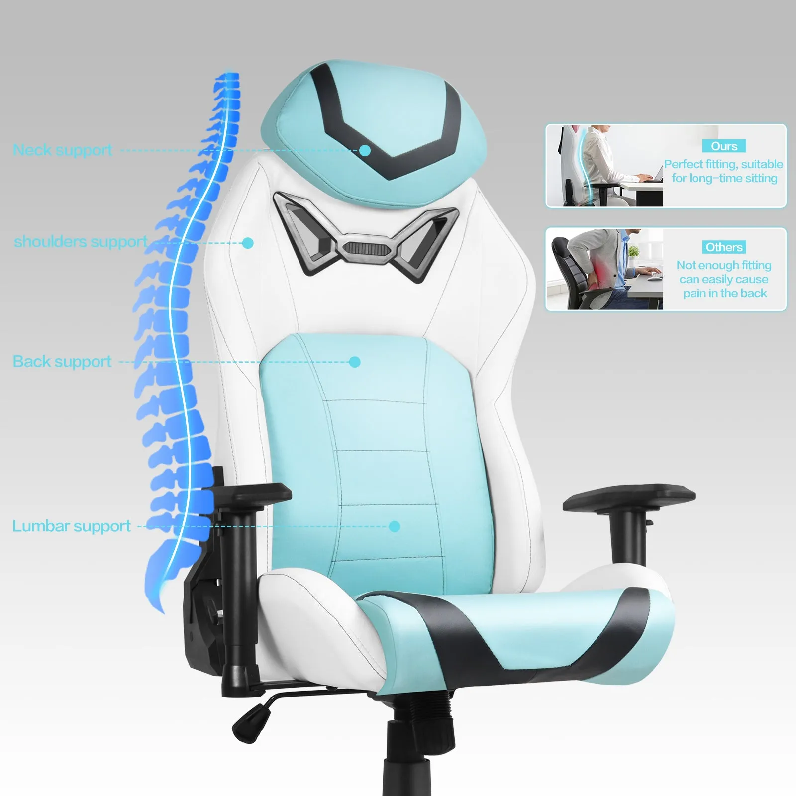 Ergonomic Gaming Chairs for Adults with High-Density Memory Foam | Swivel Comfortable Office Chair, Big and Tall Video Game Chair, High Back Computer Chair for Home, Office
