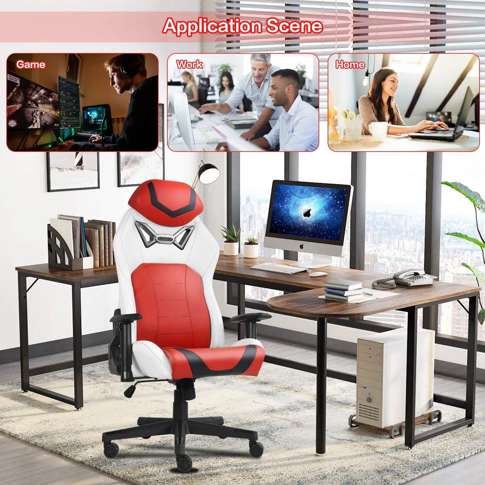 Ergonomic Gaming Chairs for Adults with High-Density Memory Foam | Swivel Comfortable Office Chair, Big and Tall Video Game Chair, High Back Computer Chair for Home, Office