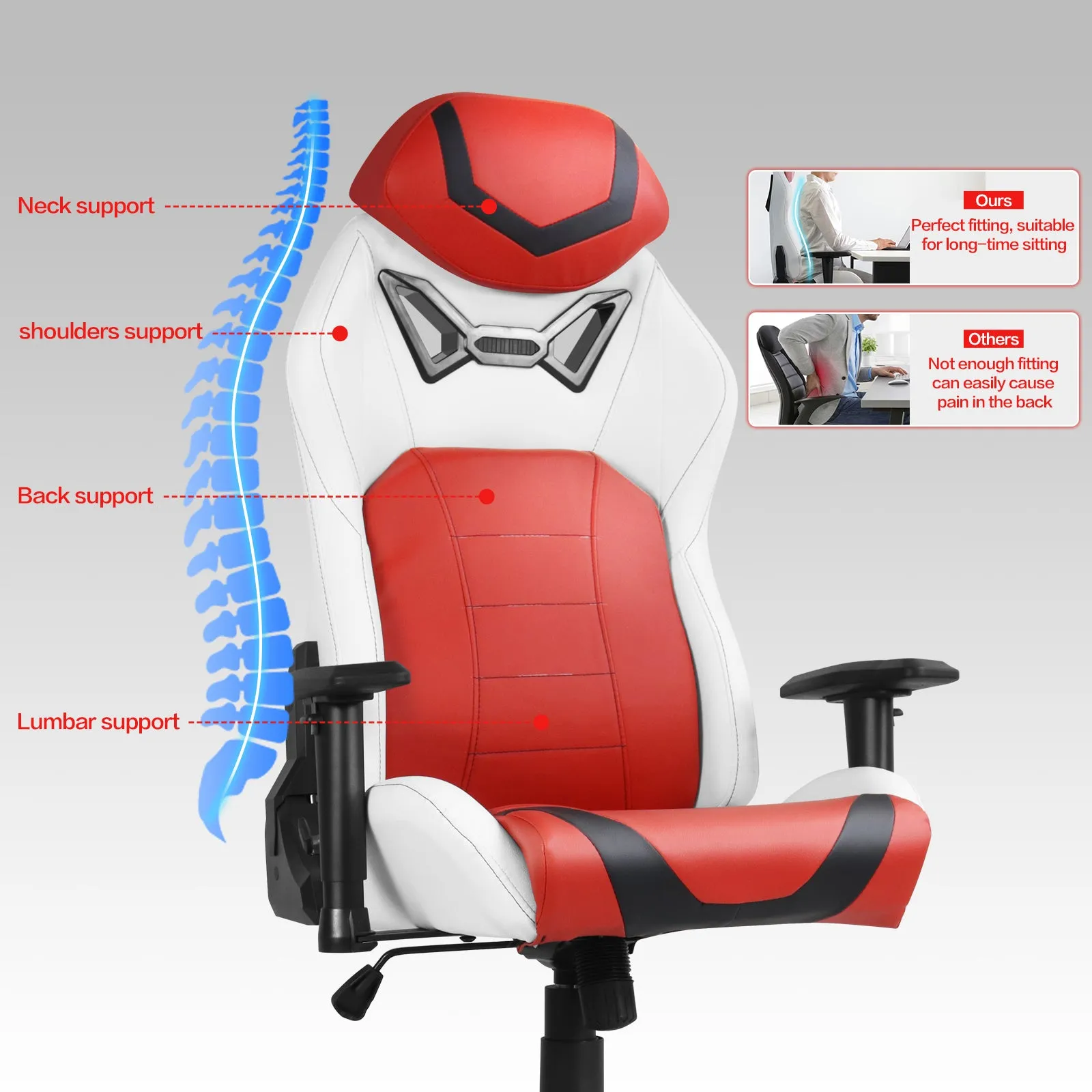 Ergonomic Gaming Chairs for Adults with High-Density Memory Foam | Swivel Comfortable Office Chair, Big and Tall Video Game Chair, High Back Computer Chair for Home, Office