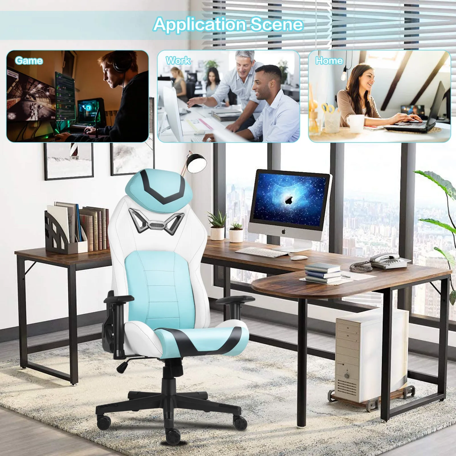 Ergonomic Gaming Chairs for Adults with High-Density Memory Foam | Swivel Comfortable Office Chair, Big and Tall Video Game Chair, High Back Computer Chair for Home, Office