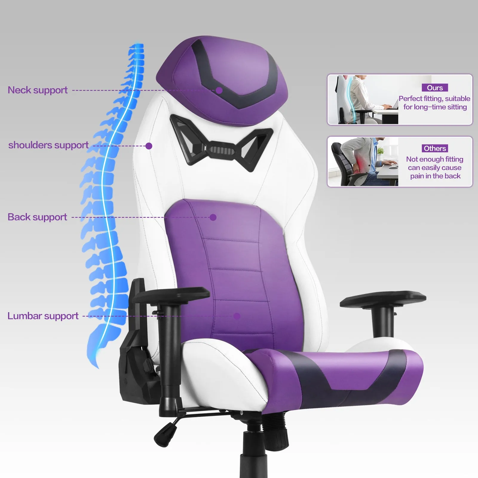 Ergonomic Gaming Chairs for Adults with High-Density Memory Foam | Swivel Comfortable Office Chair, Big and Tall Video Game Chair, High Back Computer Chair for Home, Office