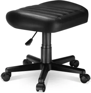 EUREKA ERGONOMIC Multi-Use Gaming Foot Stool Height Adjustable Swivel Rolling Stool Chair W Wheels,Gaming Footrest Video Game Stool for Gaming Home Office Chair,Black