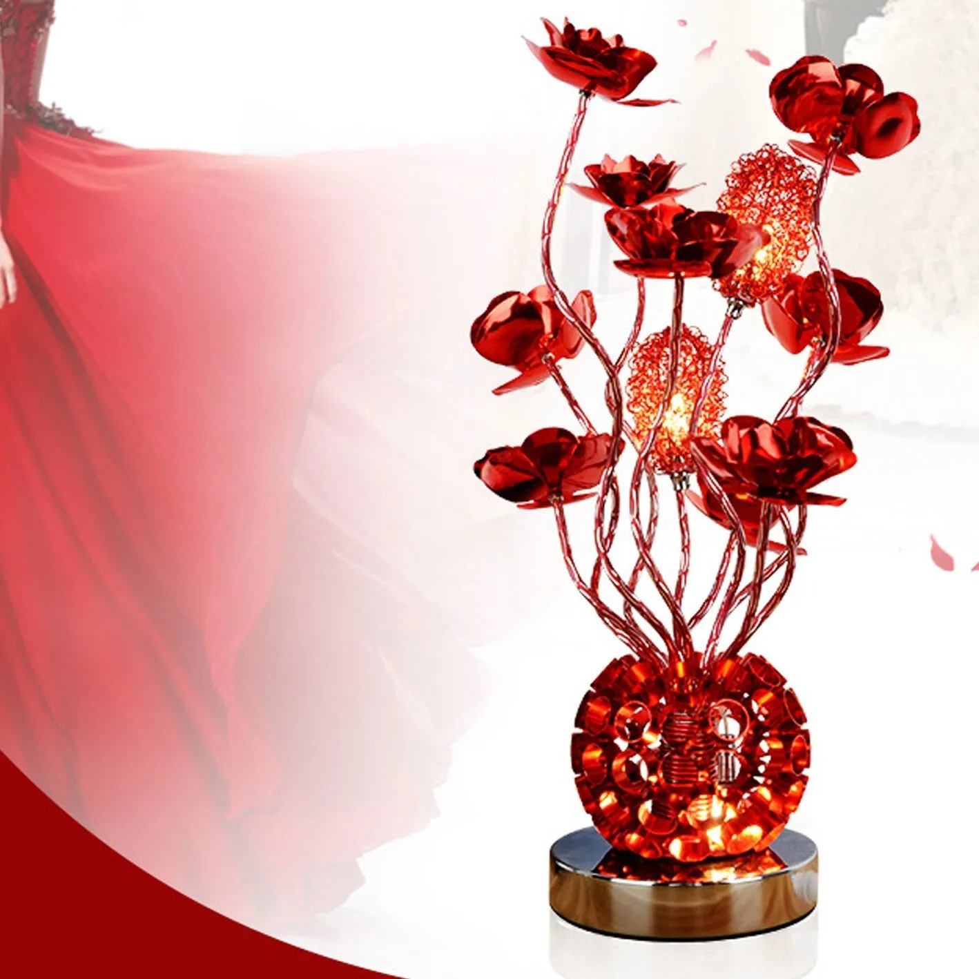 European Style Table Lamp in Pink Aluminum