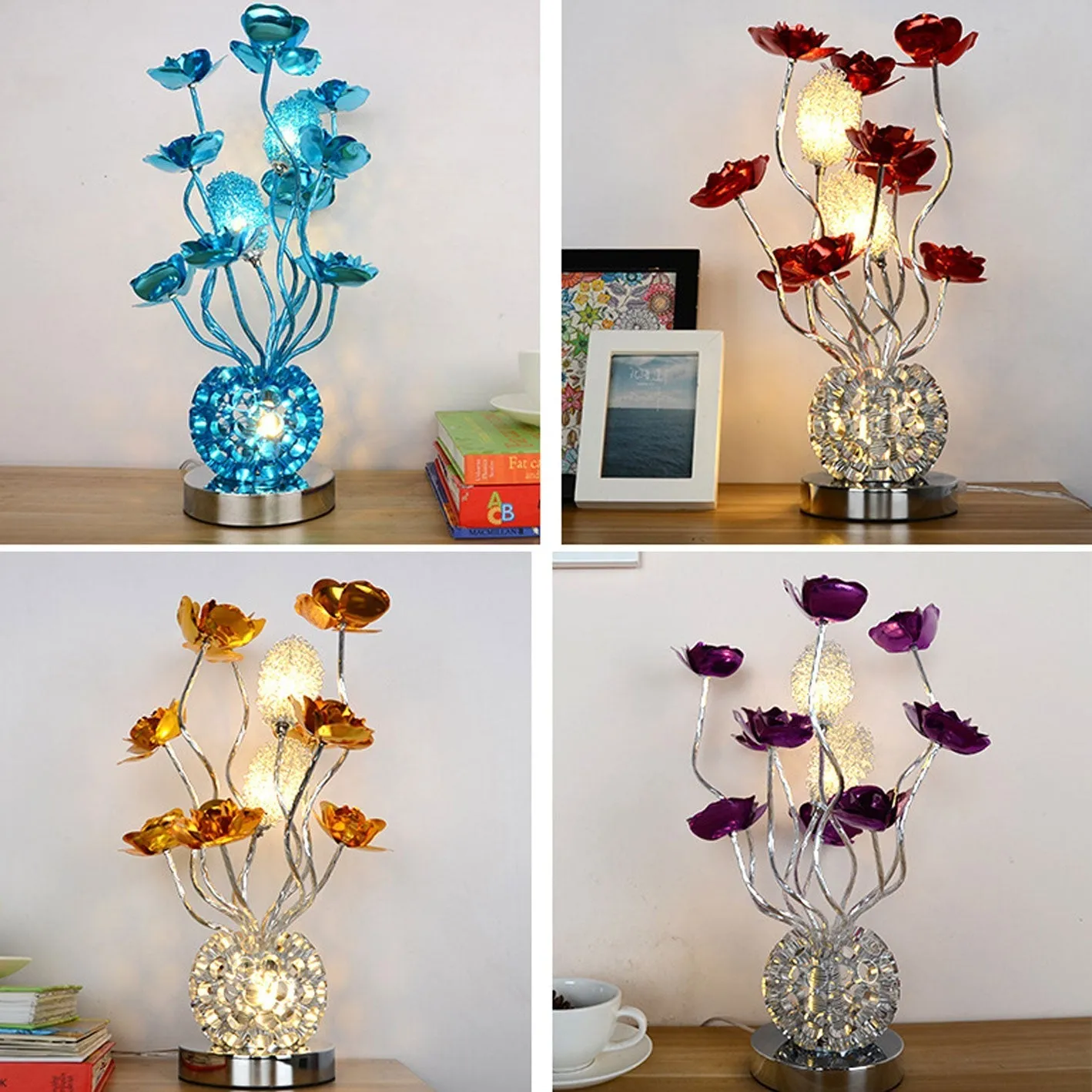 European Style Table Lamp in Pink Aluminum