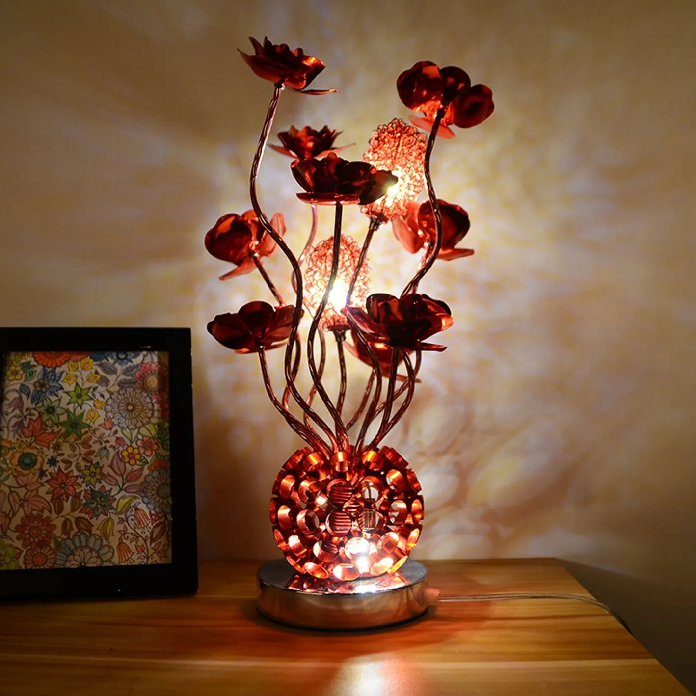European Style Table Lamp in Pink Aluminum