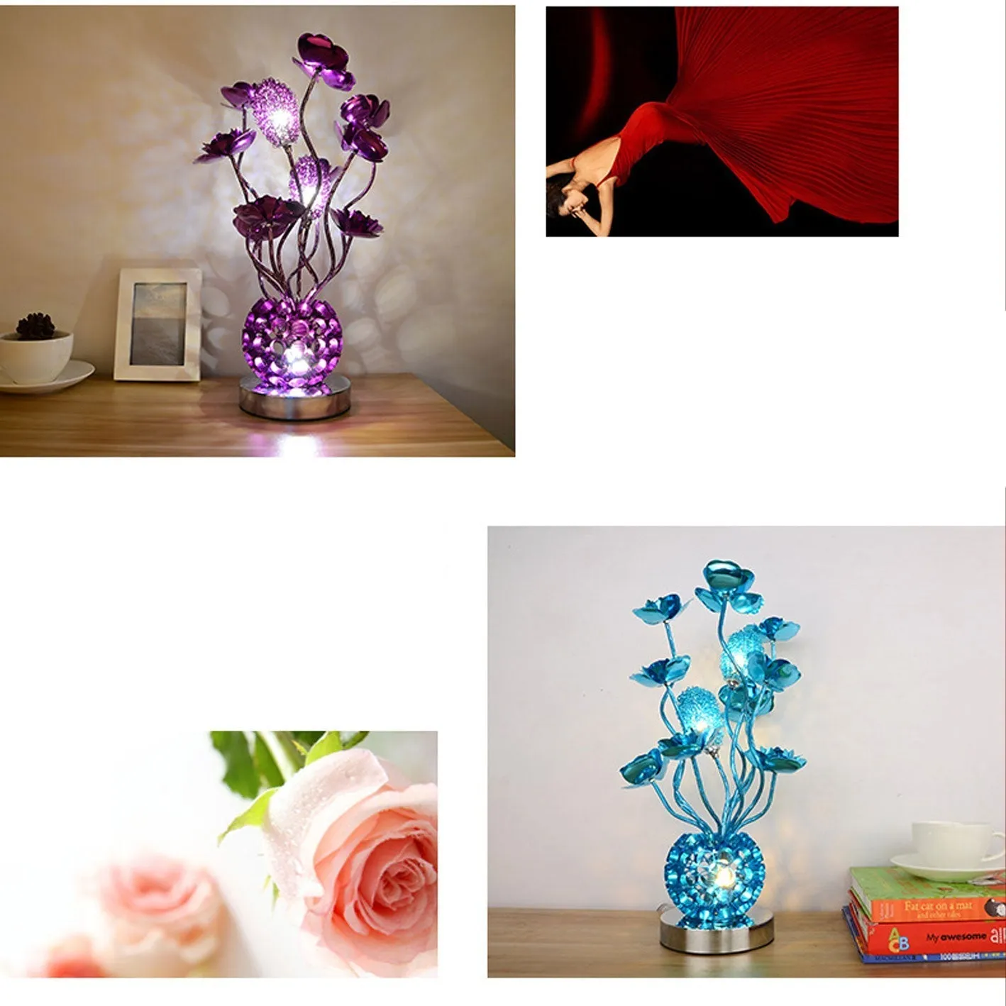 European Style Table Lamp in Pink Aluminum