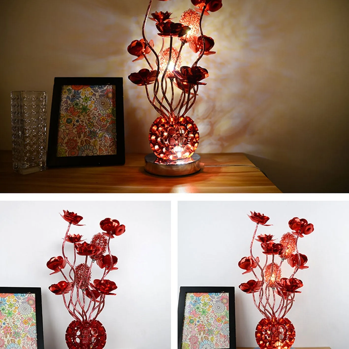 European Style Table Lamp in Pink Aluminum