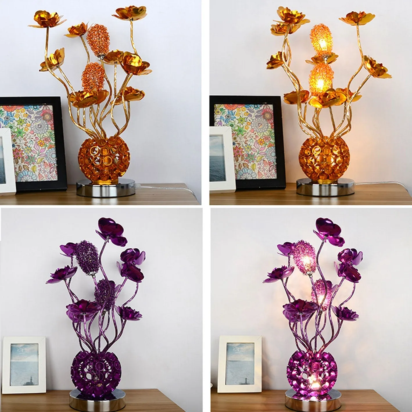European Style Table Lamp in Pink Aluminum