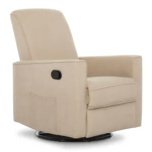 Evolur Raleigh Glider in Tan, Upholstered Plush Seating 360° Swivel Glider Rocking Chair, FSC Certified, Greenguard Gold & JPMA Certified Nursery Glider Recliner