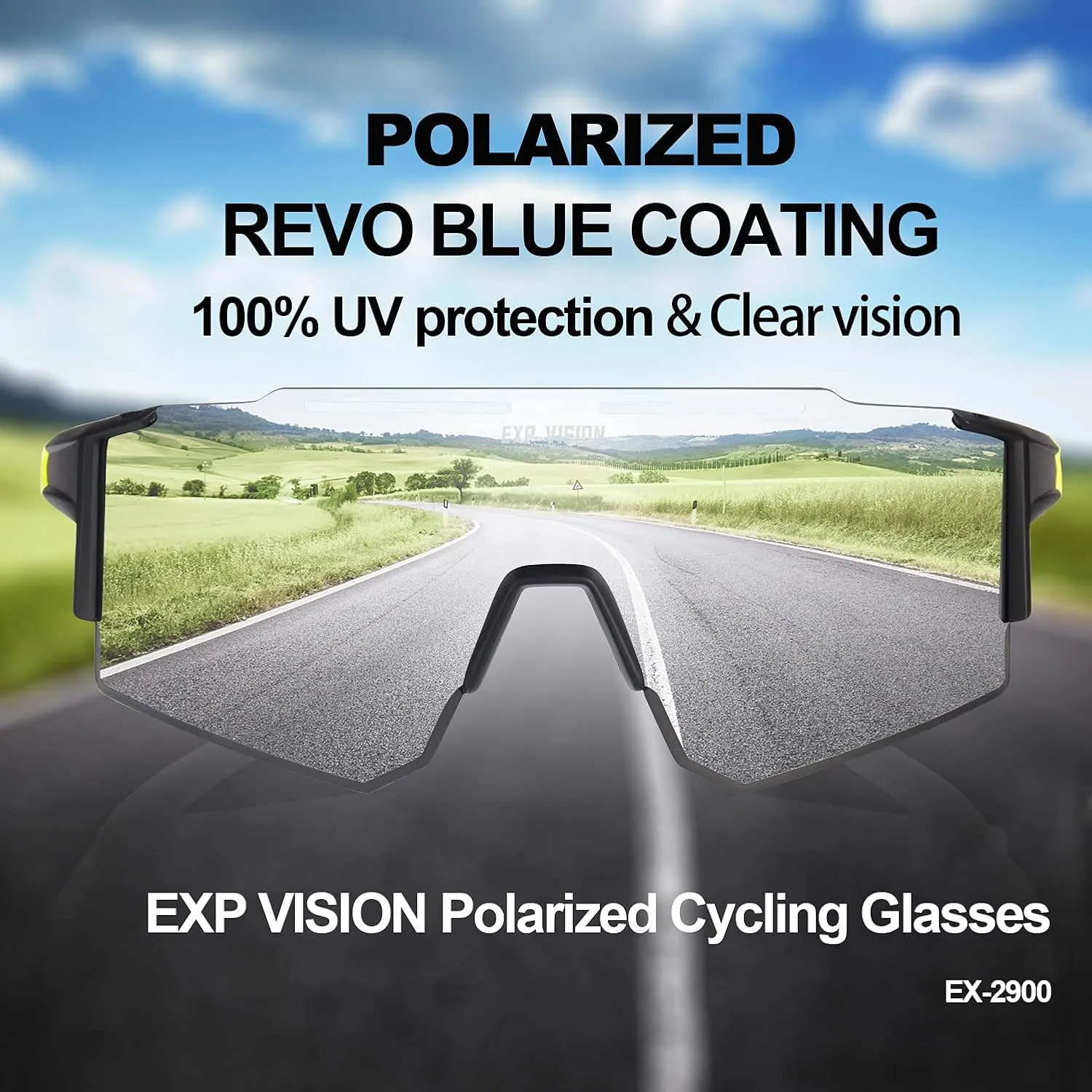 EXP VISION Polarized Cycling Glasses, UV 400 Sports Sunglasses Biking Goggles Running Hiking Golf Fishing Driving